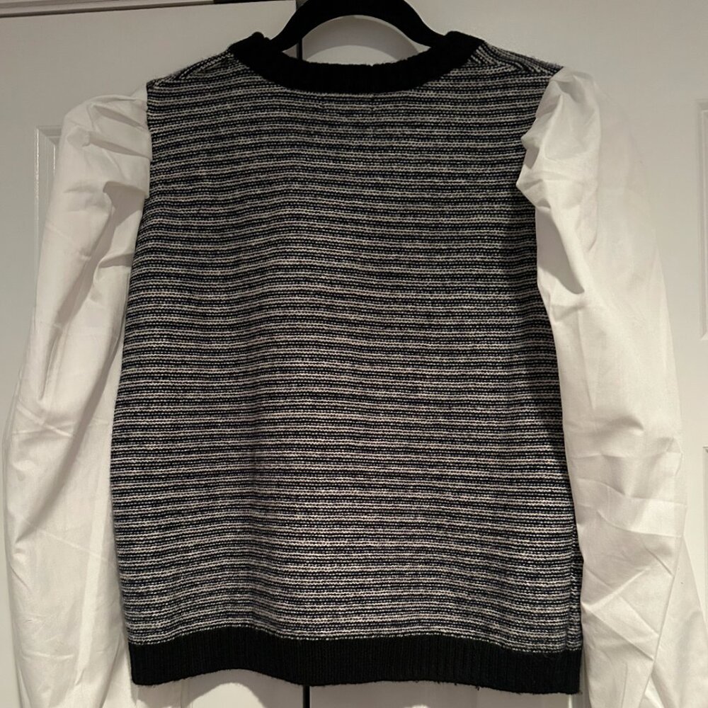 Striped Sweater with Balloon Sleeve